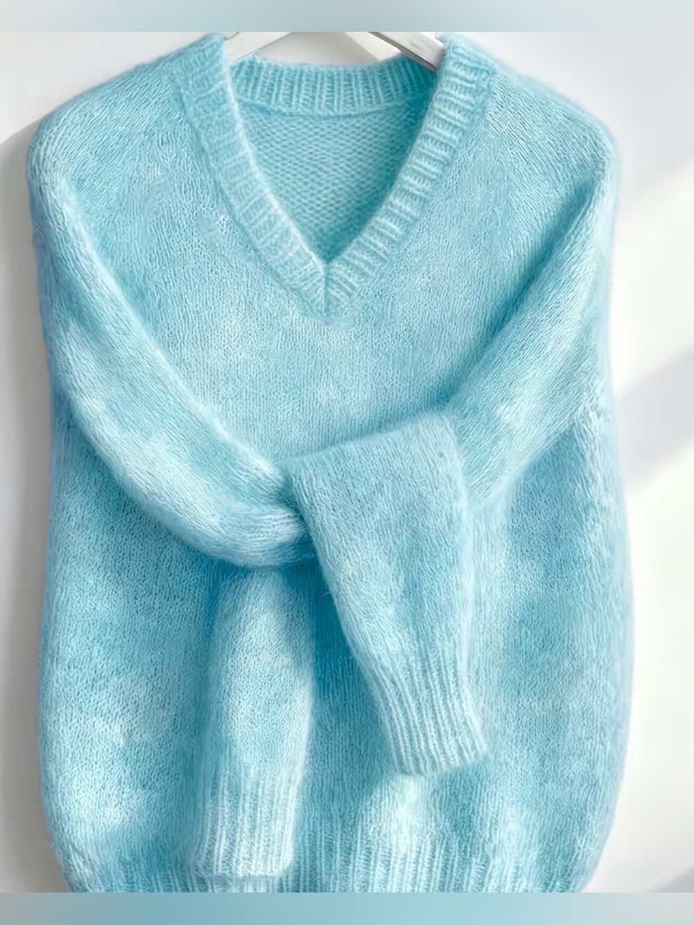 New V Neck Sweater Sky Blue Lg-XL